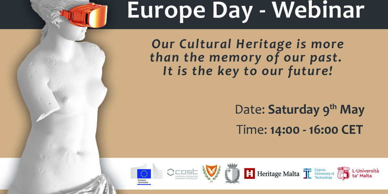 ΔΙΚΤΥΟ “ΠΕΡΡΑΙΒΙΑ”:Δωρεάν διακρατικό διαδικτυακό Σεμινάριο για την Πολιτιστική Κληρονομιά στα πλαίσια της Μέρας της Ευρώπης, το Σάββατο 9 Μαΐου 2020  με τίτλο :  « Η Πολιτιστική Κληρονομιά είναι περισσότερο από τη μνήμη του παρελθόντος. Είναι το κλειδί προς το Μέλλον μας»